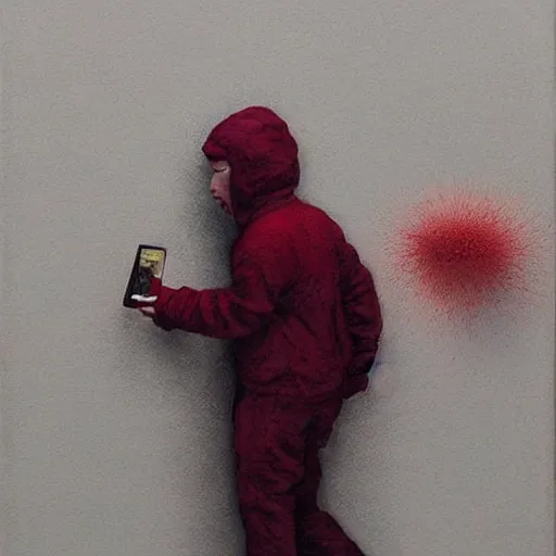 Image similar to A experimental art. A rip in spacetime. Did this device in his hand open a portal to another dimension or reality?! maroon by Lee Madgwick swirling