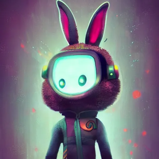 Prompt: super cute cyberpunk bunny, a carrot, pixar, zootopia, cgi, blade runner. trending on artstation