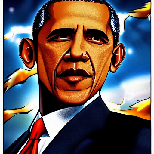 Image similar to Obama as a super saiyan