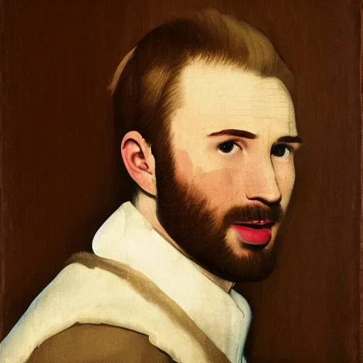 Prompt: portrait of Chris Evans by Johannes Vermeer