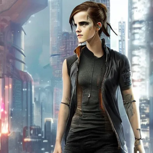 Image similar to Cyberpunk Emma Watson