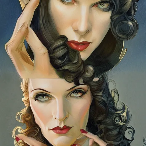 Prompt: a streamline moderne, ( art nouveau ), ( ( dieselpunk ) ) portrait in the style of charlie bowater, and in the style of donato giancola, and in the style of charles dulac. intelligent face. symmetry, ultrasharp focus, dramatic lighting, semirealism, intricate symmetrical ultrafine background detail.