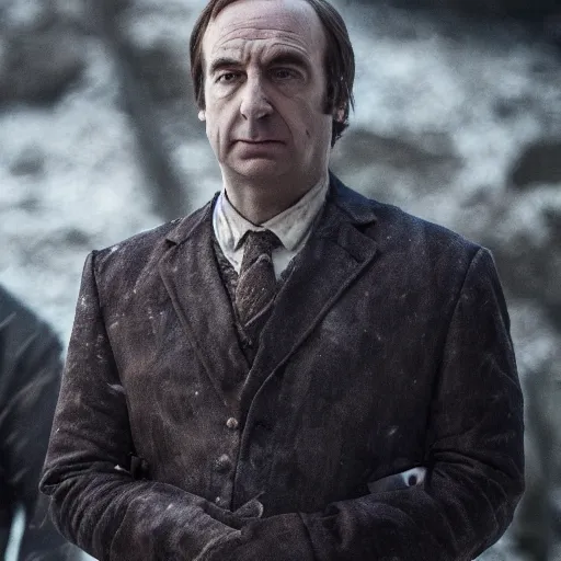 Prompt: saul goodman in game of thrones, photography, tv show, hbo,