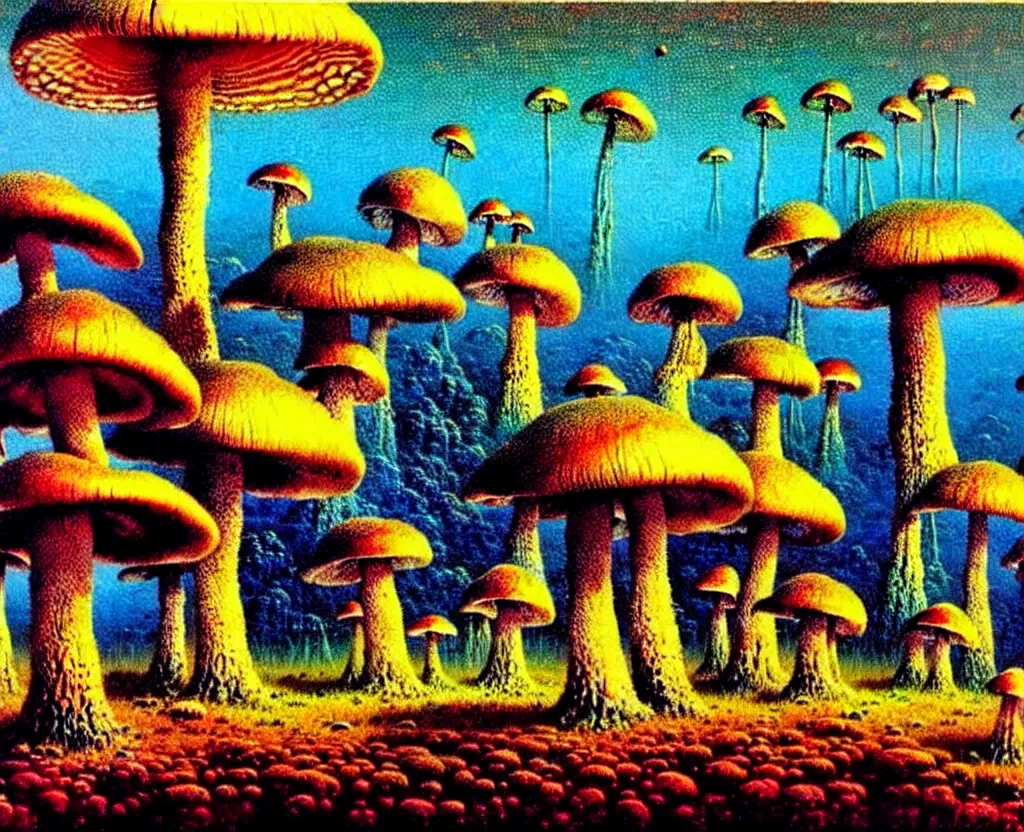 Image similar to amazing mushroom landscape by bruce pennington,