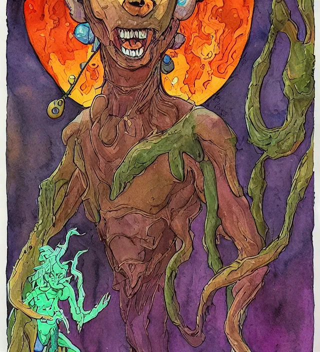 Prompt: a watercolor ink painting of scooby - doo as the primordial eldritch god of natural - disasters in the style of jean giraud in the style of moebius trending on artstation deviantart pinterest detailed realistic hd 8 k high resolution