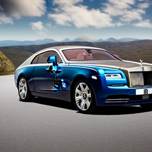 Image similar to rolls royce wraith with jet engine attached driven by muscular balding man