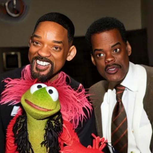 Prompt: will smith & chris rock as muppets