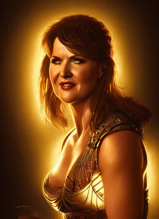 Prompt: portrait of lucy lawless as xena warrior princess, 1 9 5 0 s, intricate, elegant, glowing lights, highly detailed, digital painting, artstation, concept art, smooth, sharp focus, illustration, art by wlop, mars ravelo and greg rutkowski