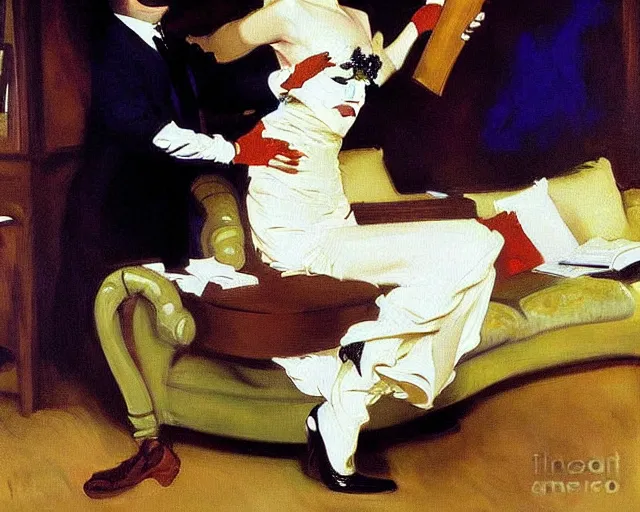 Image similar to witty, surreal, hilarious painting by John Singer Sargent