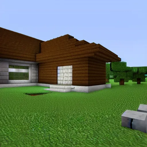 Prompt: 3d render of a minecraft house