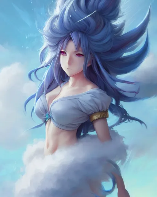 Image similar to character concept art of an anime stormy cloud goddess | | cute - fine - face, pretty face, realistic shaded perfect face, fine details by stanley artgerm lau, wlop, rossdraws, james jean, andrei riabovitchev, marc simonetti, and sakimichan, trending on artstation