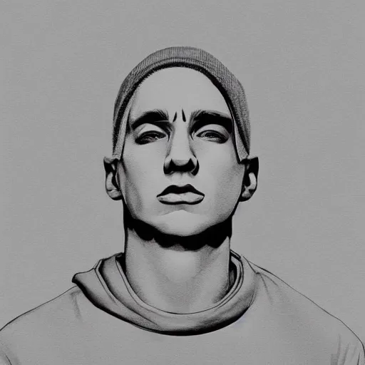 Image similar to Minimalist line art of Eminem