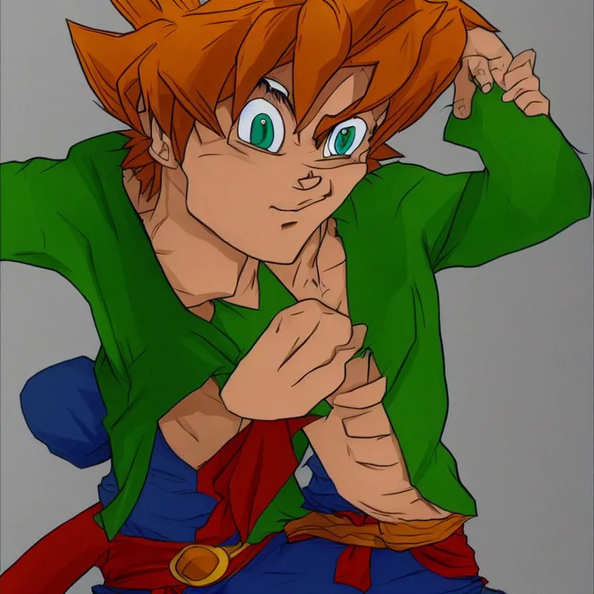 Prompt: shaggy rogers dressed like goku/superman trending on artstation deviantart Pinterest detailed realistic High Resolution HD 8k