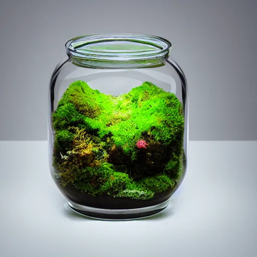 Image similar to moss terrarium beautiful 4 k close - up highly detailed stunning lighting
