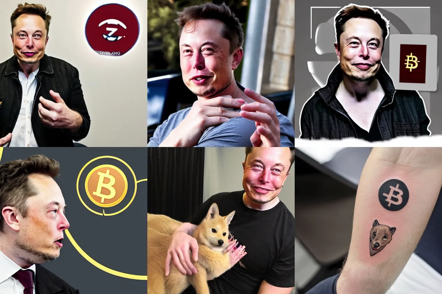 Prompt: elon musk with a dogecoin tattoo