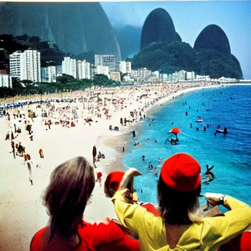 Prompt: Rio de janeiro 1970's beach, color photo by Slim Aarons