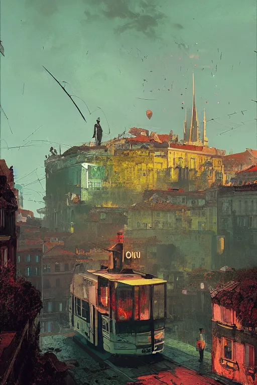 Prompt: The City of Lisbon by Beeple, grimshaw, thomas cole, ismail inceoglu, winslow homer, greg rutkowski, gerald brom, marc simonetti, simon stalenhag, anton fadeev, donglu yu