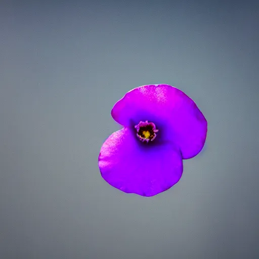 Prompt: closeup photo of 1 lone purple petal flying above a city, aerial view, shallow depth of field, cinematic, 8 0 mm, f 1. 8