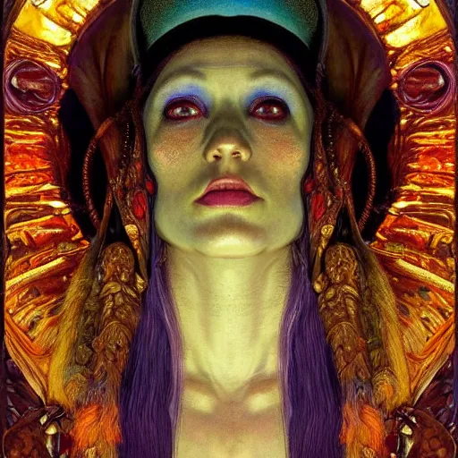 Image similar to baroque portrait of an art deco shaman, reflective detailed textures, highly detailed fantasy science fiction painting by annie swynnerton and jean delville and moebius, norman rockwell and maxfield parrish. rich colors, high contrast. artstation