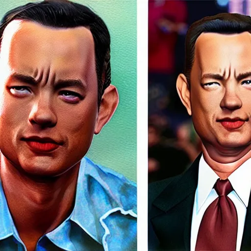 Image similar to tom hanks as forrest gump has shrimps instead of hands, photorealistic, cgsociety, artstation