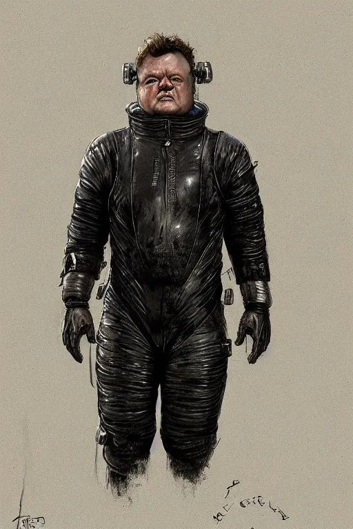 Prompt: upper body portrait of baron harkonnen wearing leather spacesuit, detailed, illustration by normal rockwell, artstation character art, greg rutkowski