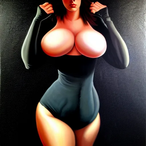 Prompt: a painting of woman wearing black skintight clothes, painting by mark brooks, trending on artstation, artstationHD, artsationHQ