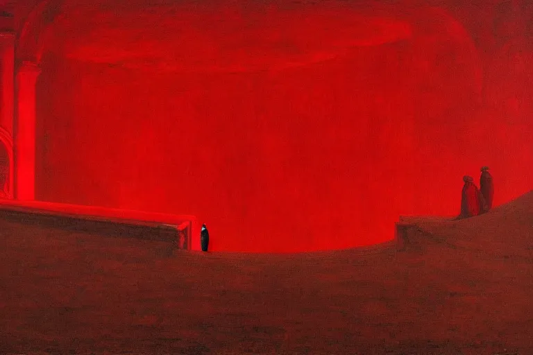 Image similar to only with red, a red melted emperor, taormina amphitheatre, crowd hails him, in the style of beksinski, parts by edward hopper, parts by rodcenko, parts by yue minjun, intricate and epic composition, red by caravaggio, insanely quality, highly detailed, masterpiece, red light, artstation, 4 k