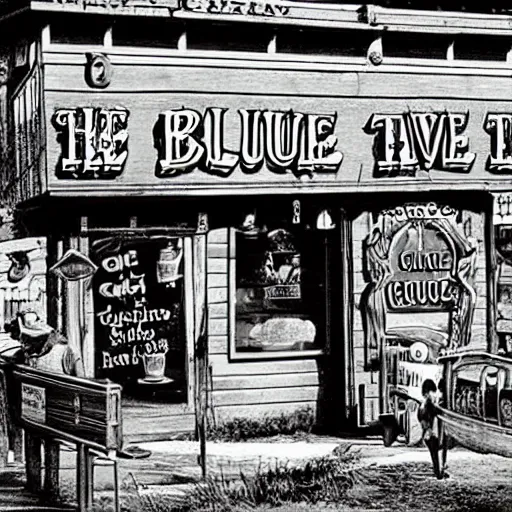 Image similar to the blue goose tavern. a big and famous roadside tavern. delicious fried pudding with sweet liquor is served here. fantasy art, high details