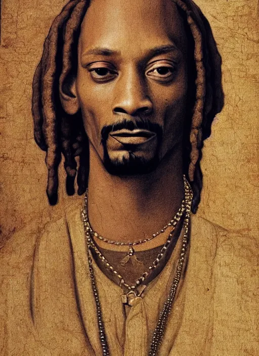 Image similar to a very high resolution image from a new movie, snoop dogg. drawn by leonardo da vinci. mountains, directed by wes anderson