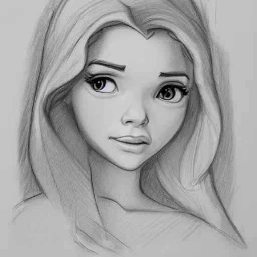 Image similar to milt kahl pencil sketch of chloe grace moretz as snow white