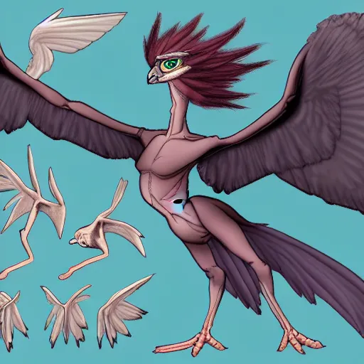 Image similar to harpy anatomy reference sheet,