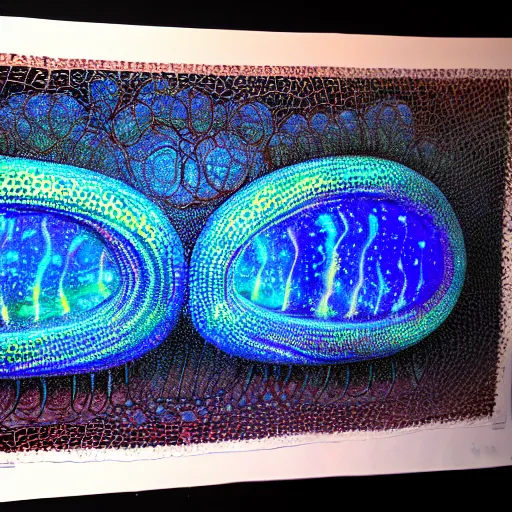 Image similar to cgsociety, hyperdetailed tapestry, rendering of shiny reflective specular dew drops forming in a colony of mycelium microplastics fused into rare lattice serpent sunstones, airbrush painting by Alfred Kelsner, glowing, trending on artstation, reflective movie still, imax 70 mm footage