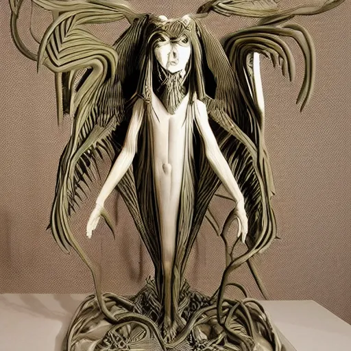 Prompt: mythical creepy creature made by rene lalique