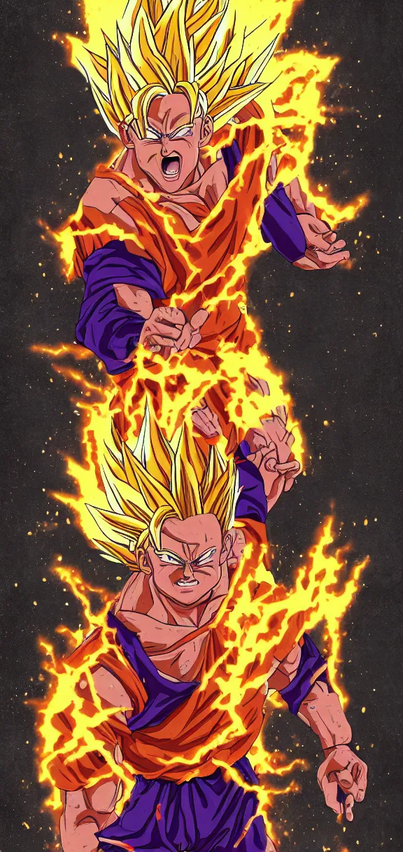 Image similar to portrait of lebron james going super saiyan