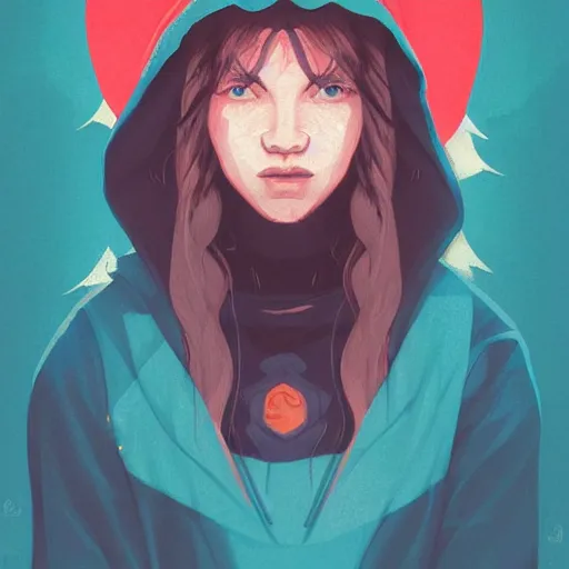 Image similar to portrait of a witch fire with hoodie by Sachin Teng and wlop