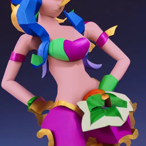 Prompt: a paper model of shantae, paper modeling art.