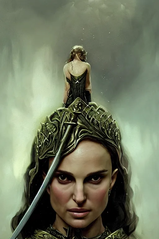 Image similar to natalie portman, legendary warrior, heroic, lord of the rings, tattoos, decorative ornaments, battle armor, by carl spitzweg, ismail inceoglu, vdragan bibin, hans thoma, greg rutkowski, alexandros pyromallis, perfect face, fine details, realistic shading photorealism