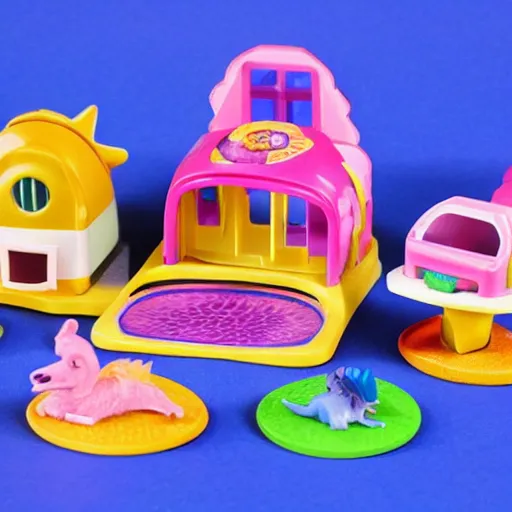 Image similar to a polly pocket type toy set that is themed around dinosaurs