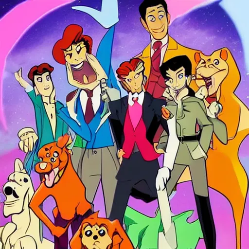 Prompt: Promotional art for the Scooby Doo meets Lupin III crossover