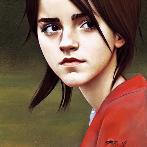 Image similar to digital art anime emma watson by by Hasui Kawase by Richard Schmid