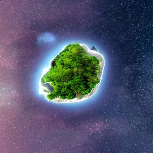 Prompt: island floating in space