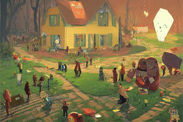 Prompt: a bachelors party, summer morning, very coherent and colorful high contrast, art by gediminas pranckevicius, geof darrow, dark shadows, hard lighting
