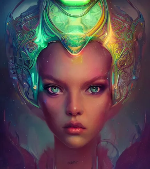 Prompt: beautiful intricate exquisite alien princess realistic face, beautiful eyes, neon colors, drawing, in the style of greg rutkowski, fantasy, amazing detail, epic, intricate, elegant, smooth, sharp focus