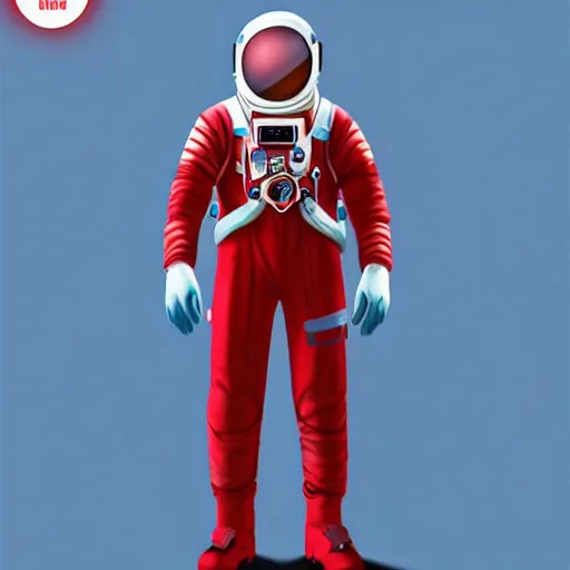 Prompt: a red suit astronaut high detail, with a light blue visor, 4 k, digital painting, trending on artstation