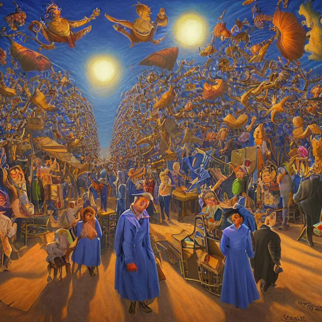 Prompt: portrait painting of the carnival of nightmares, polycount, surrealism, surrealist, cosmic horror, rob gonsalves, high detail