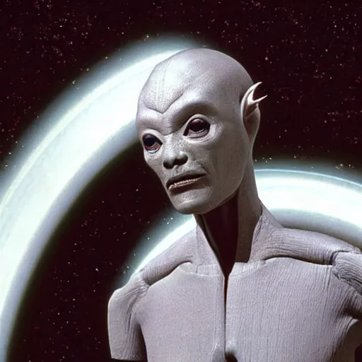 Image similar to astonishing portrait of a humanoid alien in star trek voyager, film still