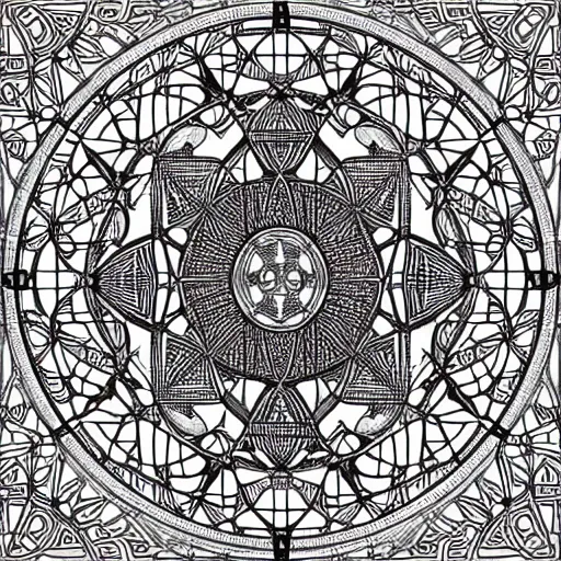 Prompt: intricate, lots of parts, high detail, sacred geometry, line art