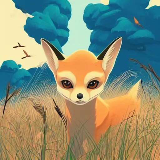 Prompt: fennec fox, clean cel shaded vector art. shutterstock. behance hd by lois van baarle, artgerm, helen huang, by makoto shinkai and ilya kuvshinov, rossdraws, illustration, foolish