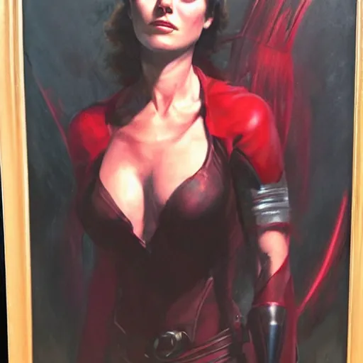 Prompt: ultra realistic portrait painting of scarlet witch in resident evil, art by frank frazetta, 4 k, ultra realistic, highly detailed, epic lighting.