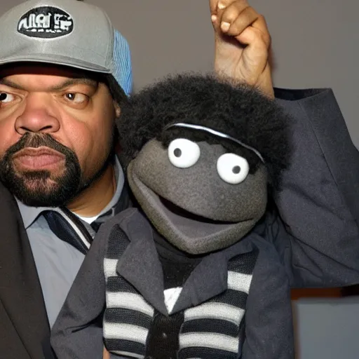 Prompt: ice cube as a muppet,